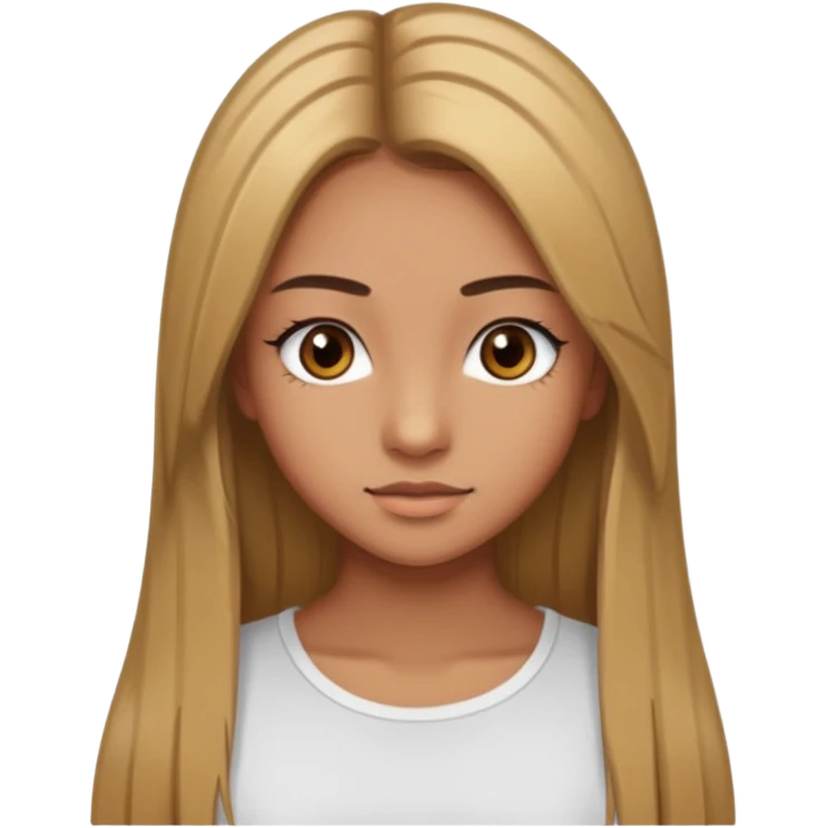 make a teenage 17 year old woman emoji with straight long brown hair and blonde highlights and brown eyes with pretty eyelashes wearing a white top  emoji