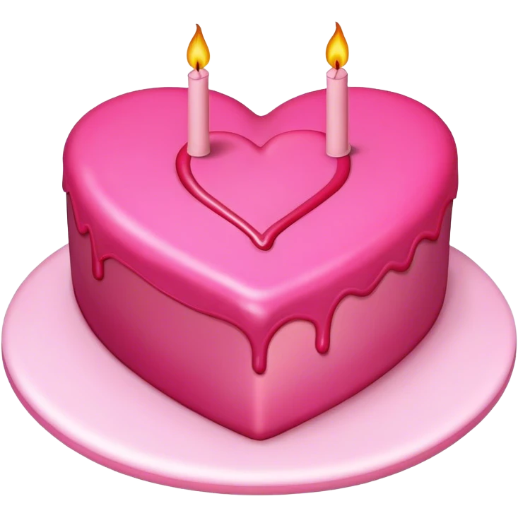 hot pink plain heart cake emoji