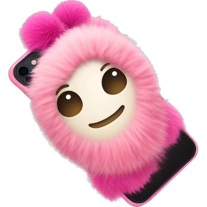 iphone with a pink phone case and a pom pom keychain  emoji