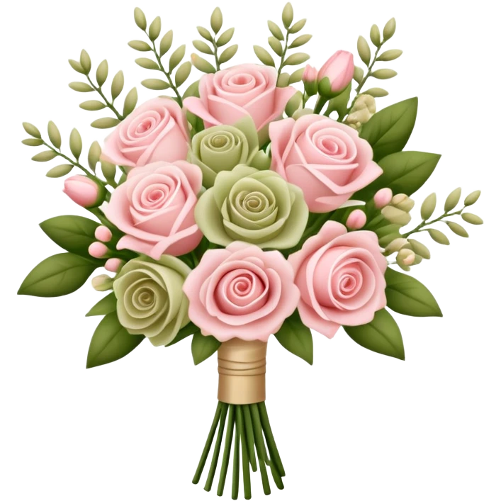 Light pink and khaki green bouquet with beautiful finish emoji