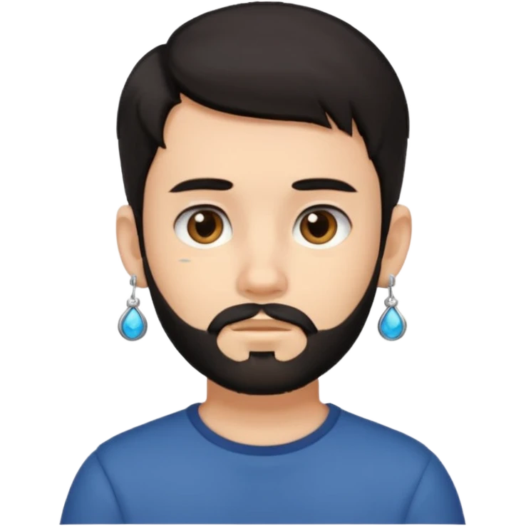 Dark-haired boy, short hair, with some beard and an earring in his ear emoji