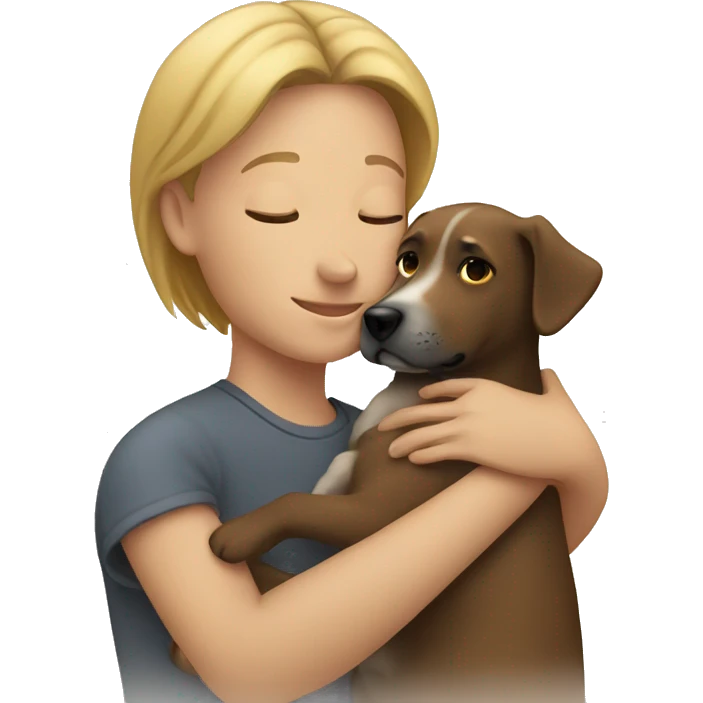 person cuddling a dog emoji