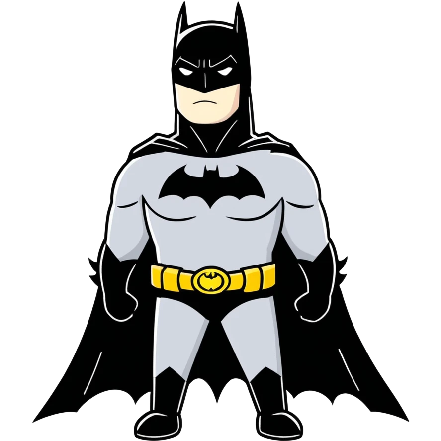 Best Batman character in all-black costume, all scenes  at night, cartoonish sticker style emoji