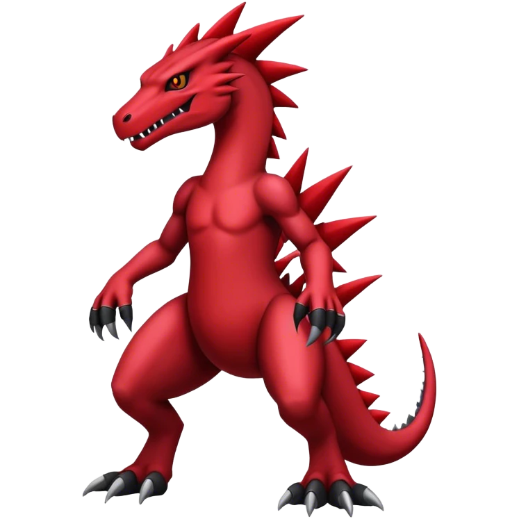 Badass cool edgy black and red salazzle-Guilmon-tyranitar-hybrid, full body emoji