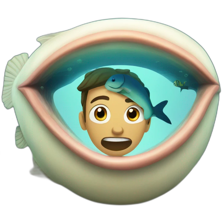 Jonah inside the fish emoji