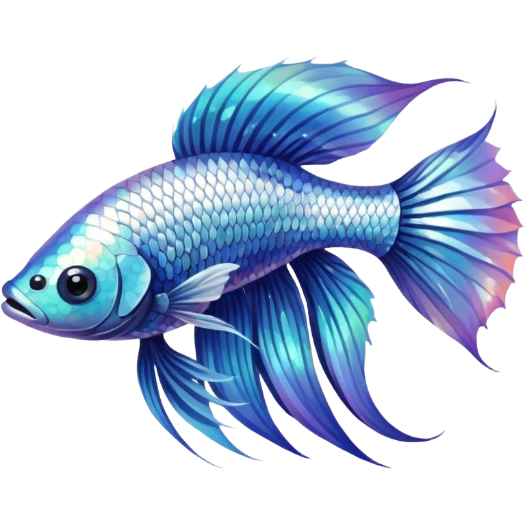 White betta fish, half moon emoji