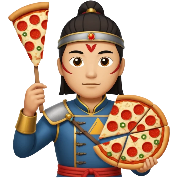 chinese ancient warrior with pizza emoji