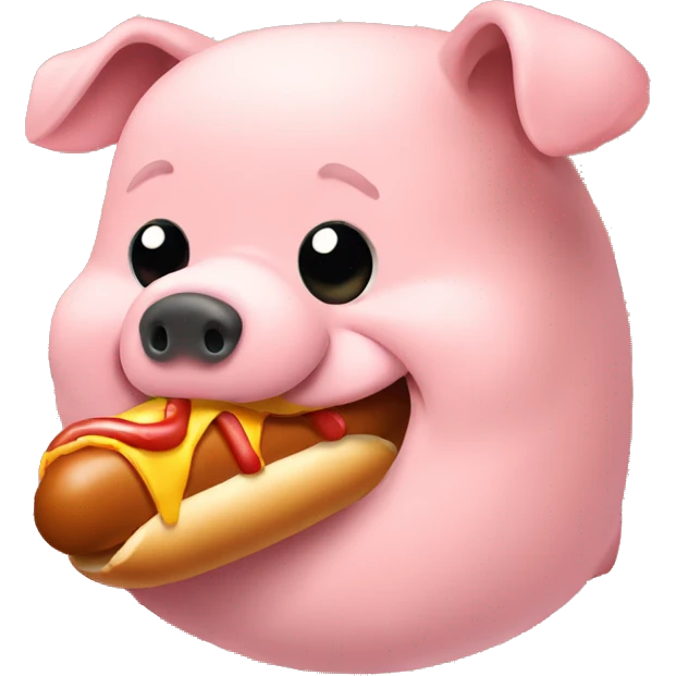 fat pig eating hot dog emoji