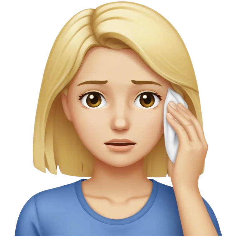 Blonde Woman wiping sweat off face emoji