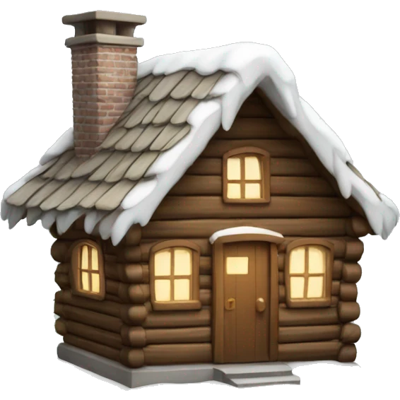 cute christmas cabin with snow on the roof  emoji