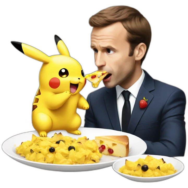 Macron eating Pikachu emoji