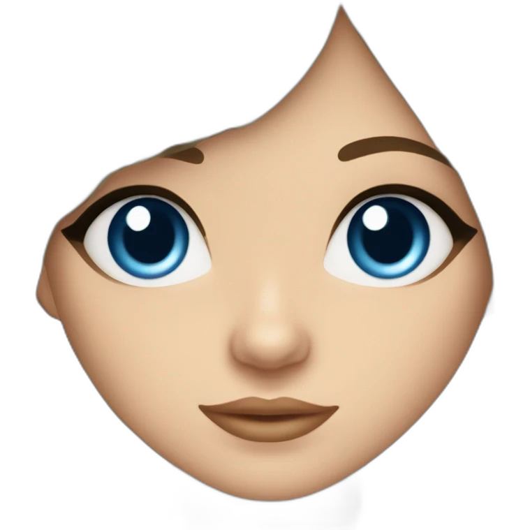 brunette long wavy hair girl blue eyes curtain bangs high cheekbones emoji