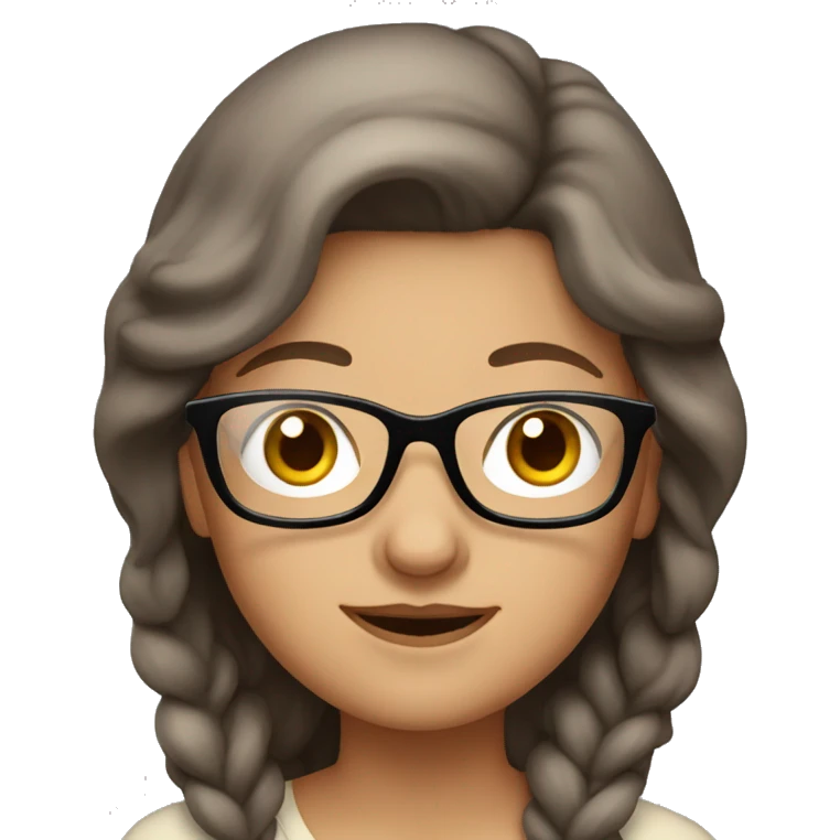 young grandma with long brown hair and glasses  emoji