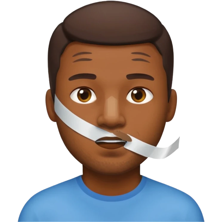 man stick a tape on the mouth emoji