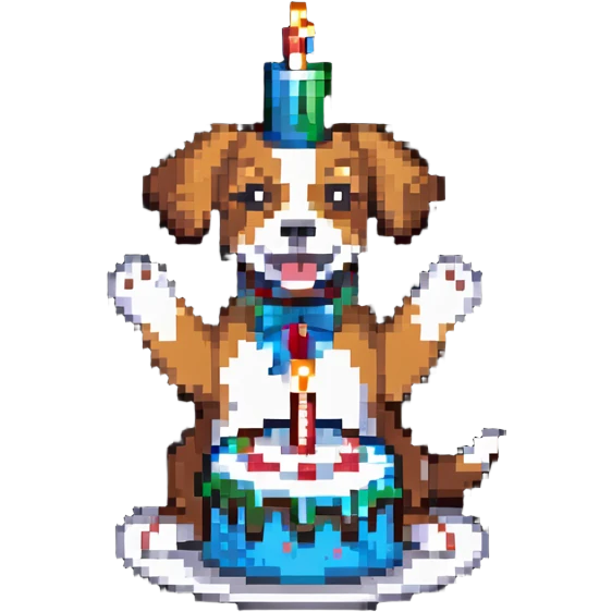 dog celebrating with cake emoji
