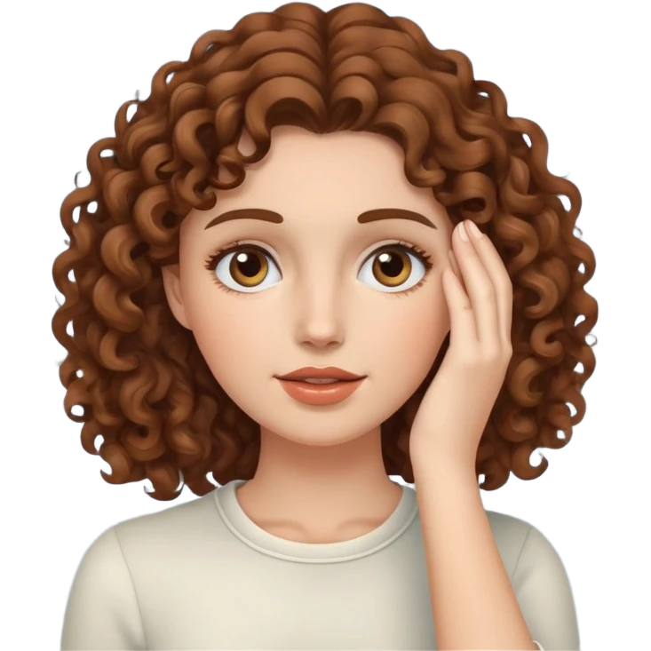 Female face palm with fair skin and brown curly hair  emoji