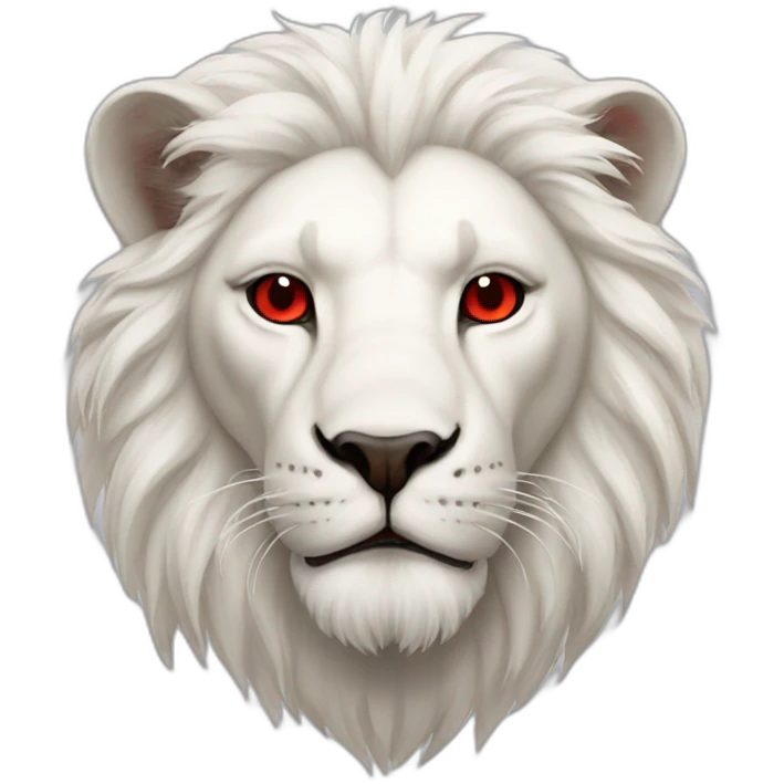 White lion with red eyes emoji