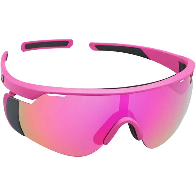 sporty pink shield visor sunglasses with aerodynamic shape, athletic design, wraparound one-piece lens emoji