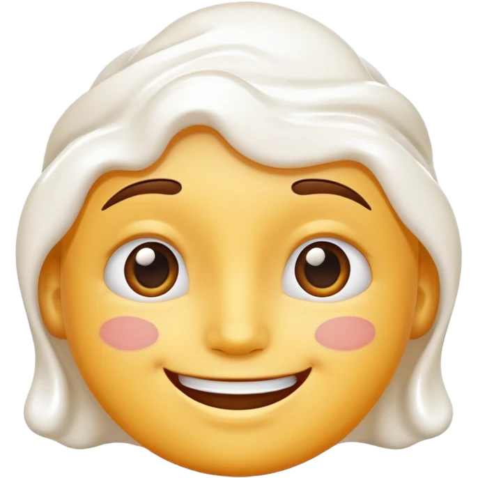 Happy face covered in white cream emoji