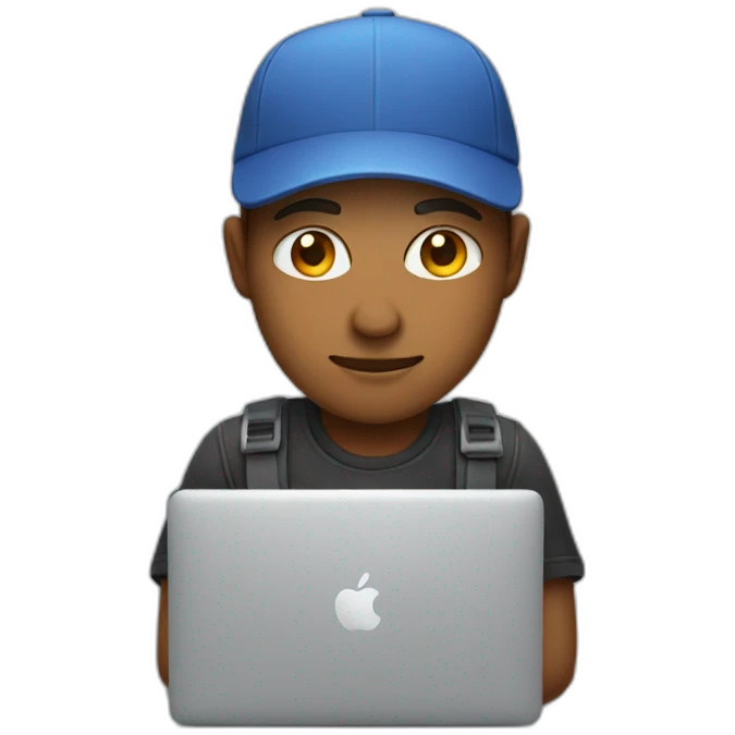 developer in a cap with macbook emoji
