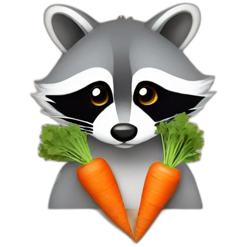 Raccoon writes carrots on paper emoji