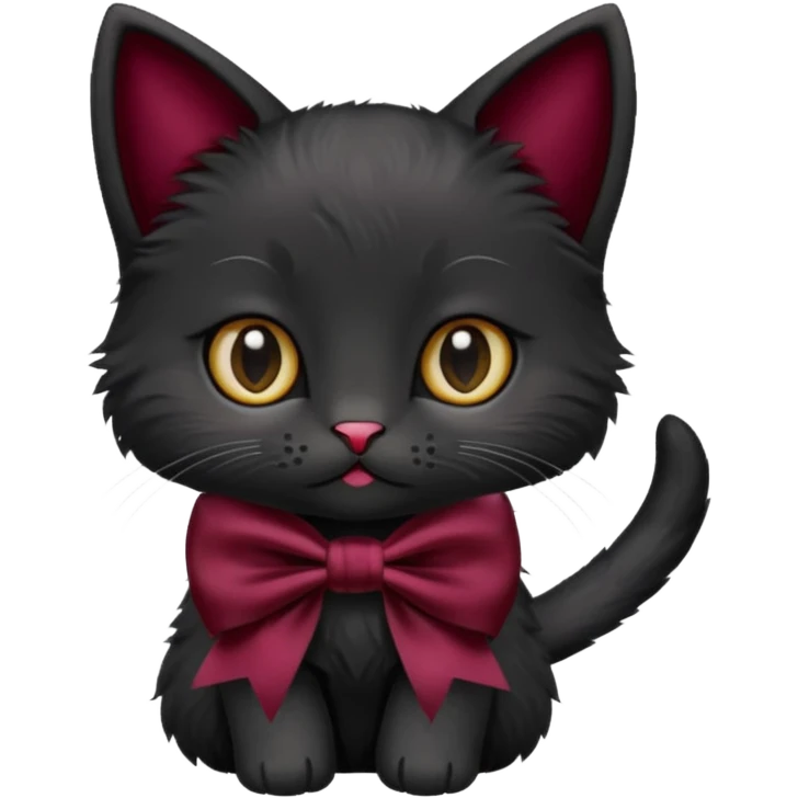 black kitten with a burgundy knot emoji