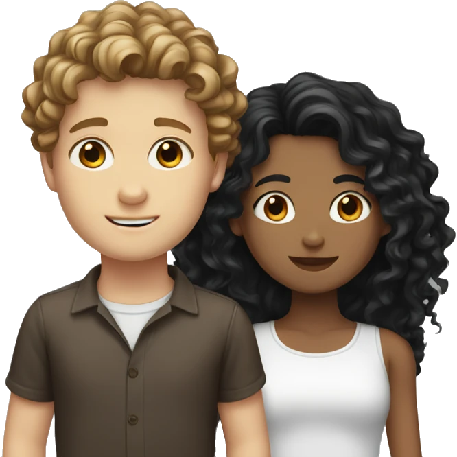 white boy with brown wavy hair and white girl with long black curly hair emoji