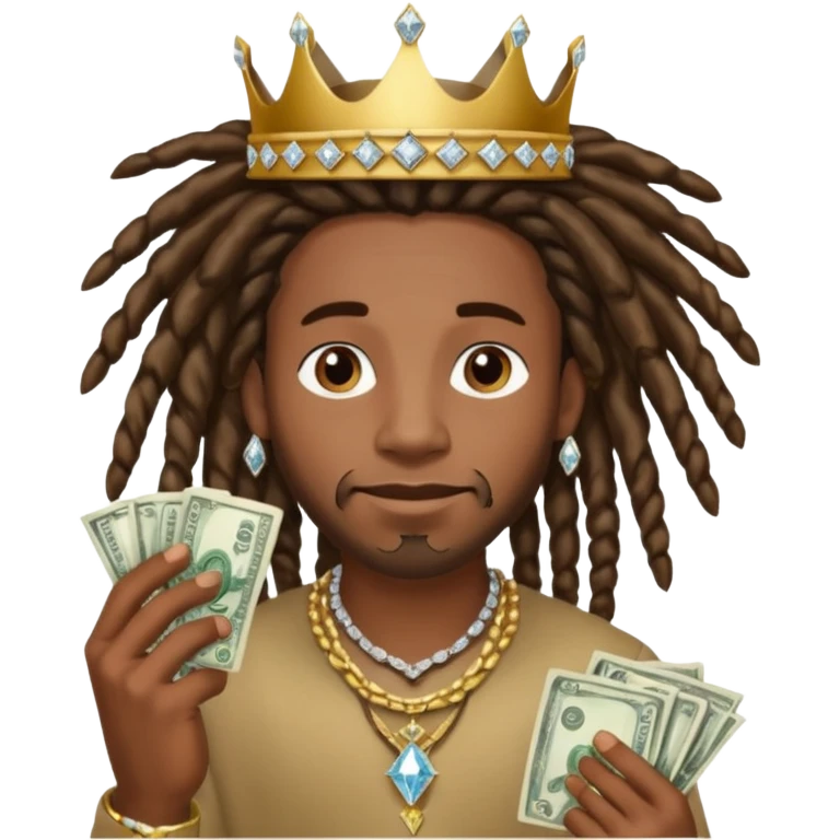 Black man dreads with crown diamond jewelry and money  emoji