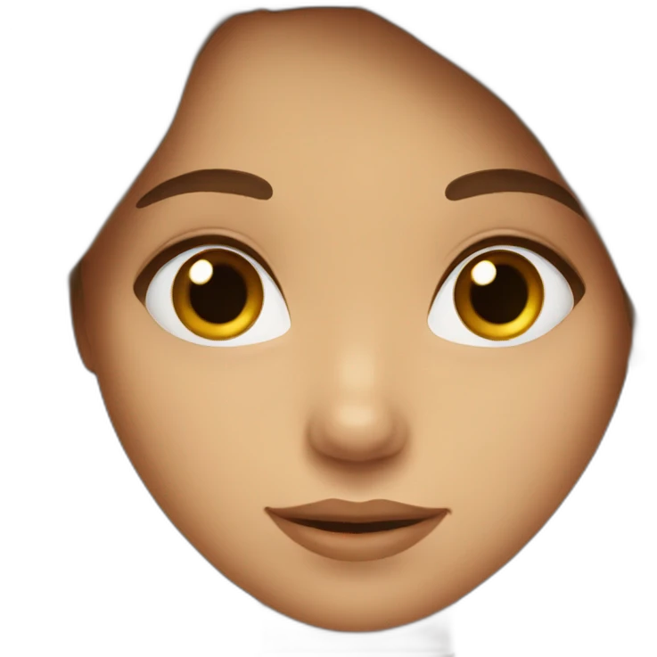 Brown long hair girl with brown eyes emoji