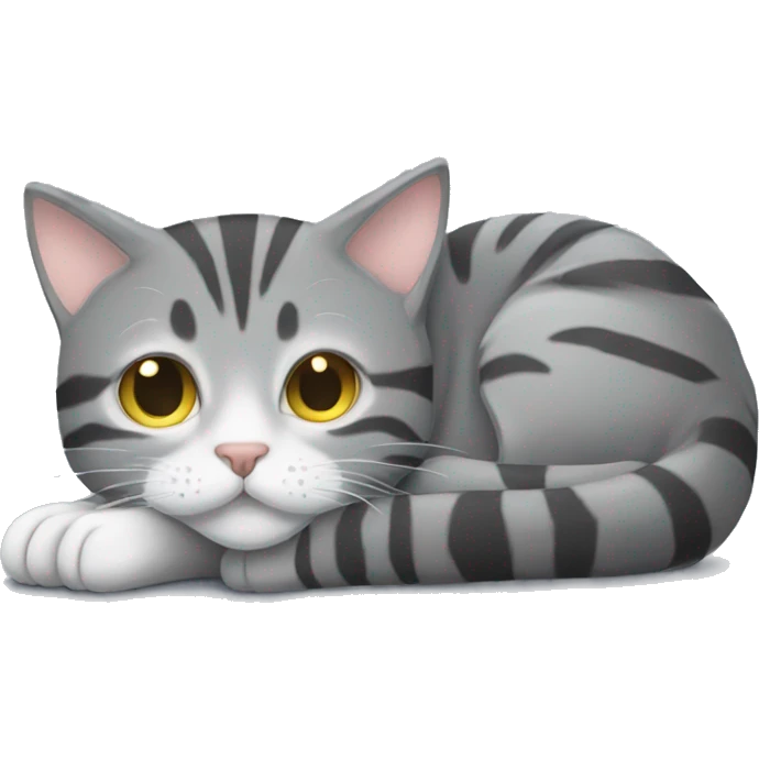 grey tabby cat curled up asleep emoji