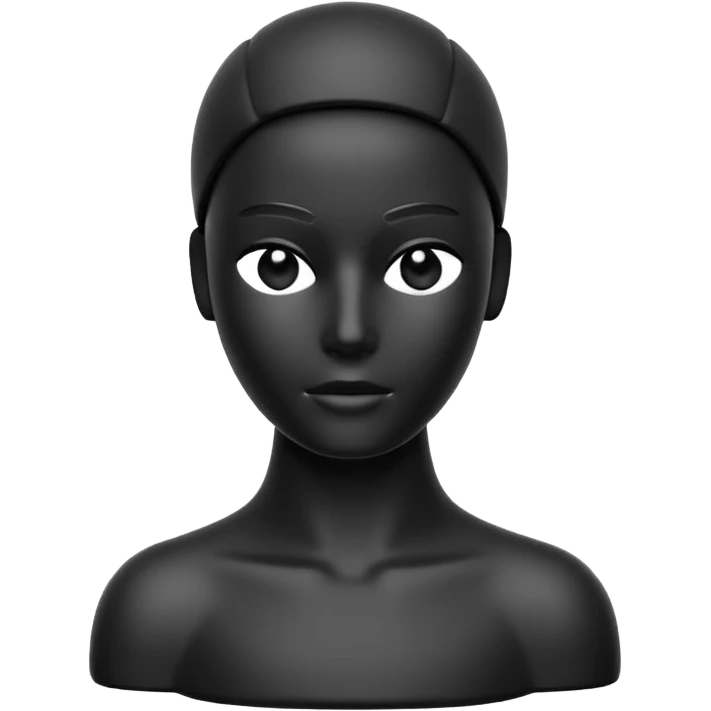 Minimalistic flat vector icon, iOS style, thin black contour on white background. Matte black mannequin in front of in 3D monochrome style. emoji