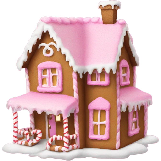 A pink gingerbread house emoji