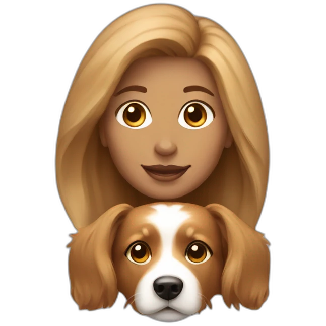 light-broun hair yong woman with a sheltie dog emoji