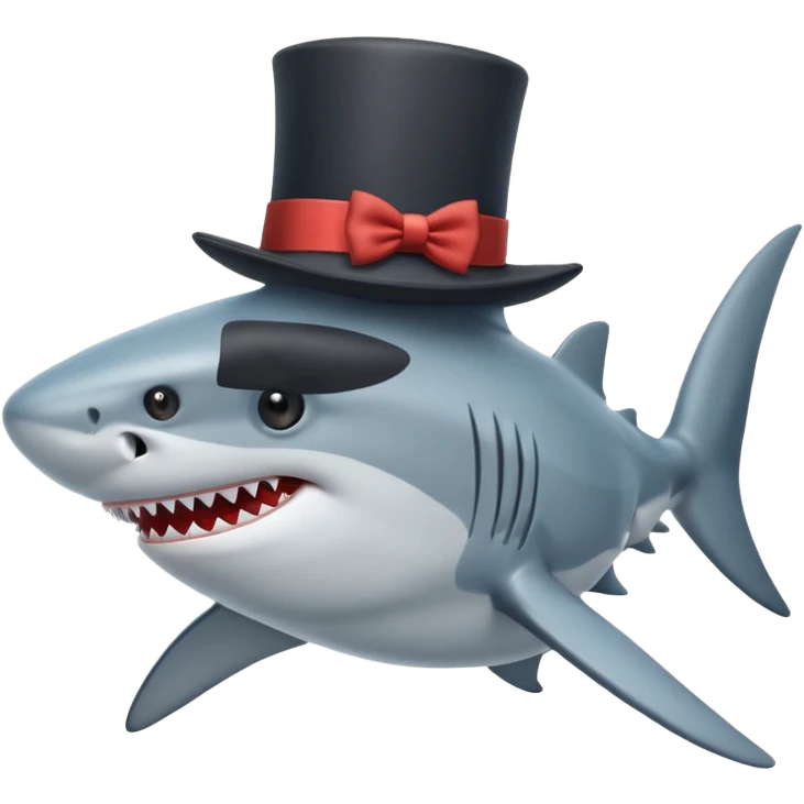 Shark with a top hat emoji