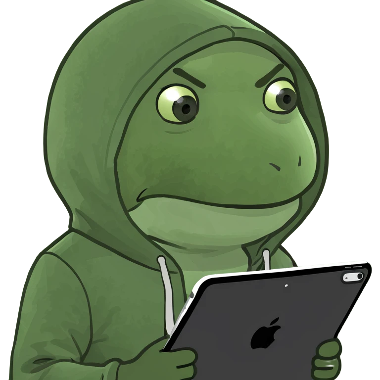 a man wearing a hoodie holding an iPad, memoji style emoji