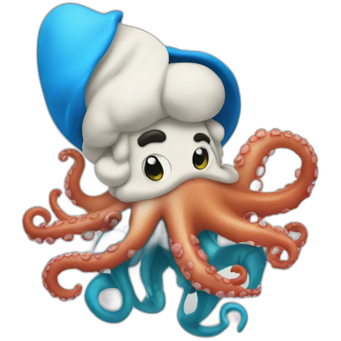 smurf eating an octopus emoji