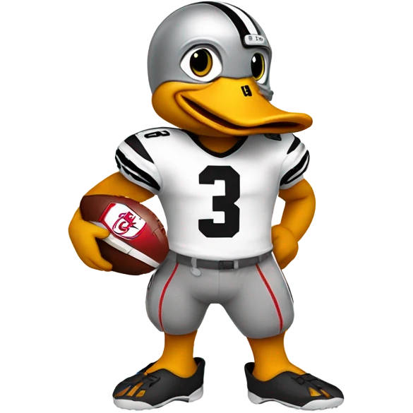 full body duck wearing an ohio state university football helmet emoji