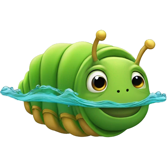 Caterpillar  swimming with a hoodie￼ emoji