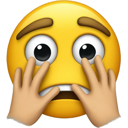 Scared yellow face with hands covering face but peeking through  emoji
