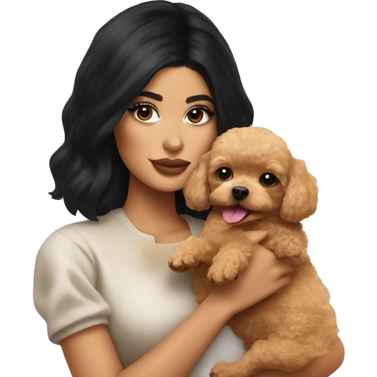 Kylie jenner holding a golden toy poodle emoji