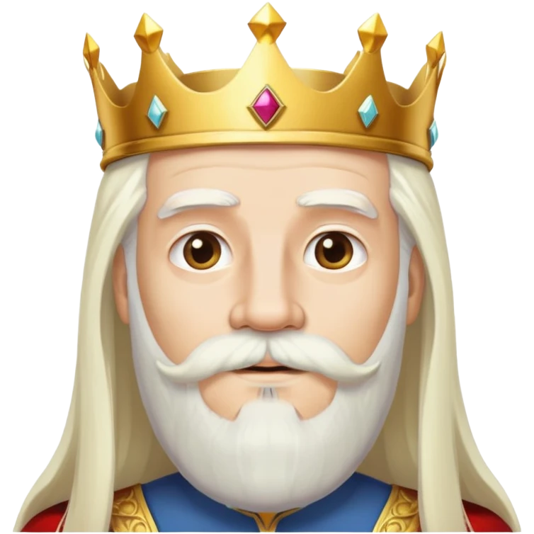 God, man with golden crown, long white hair, beard and white mustache emoji