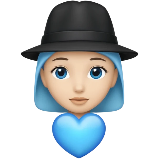 a blue heart with a black hat  emoji
