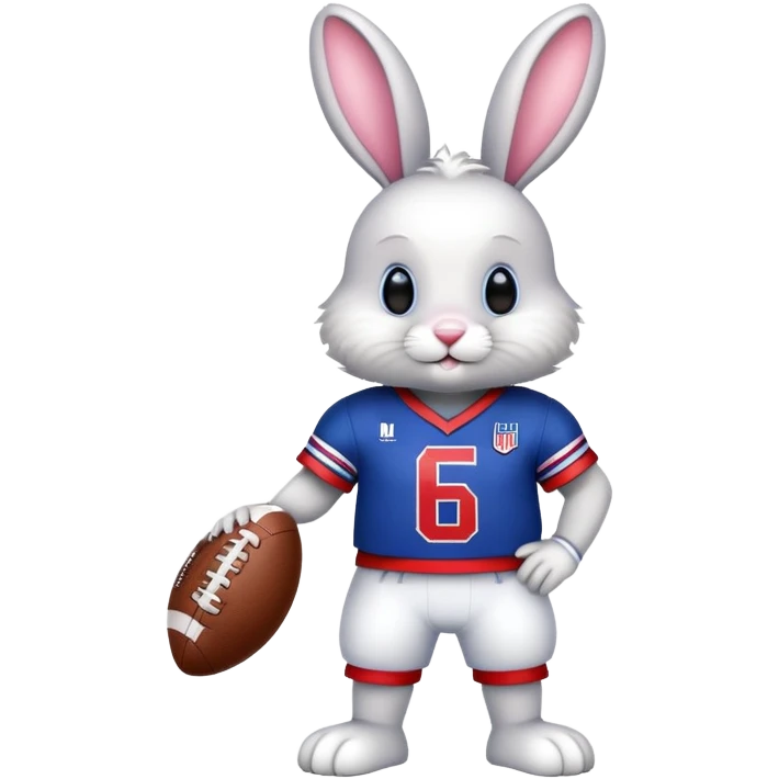 Easter bunny in red white and blue football uniform on with USA on front of uniform  emoji