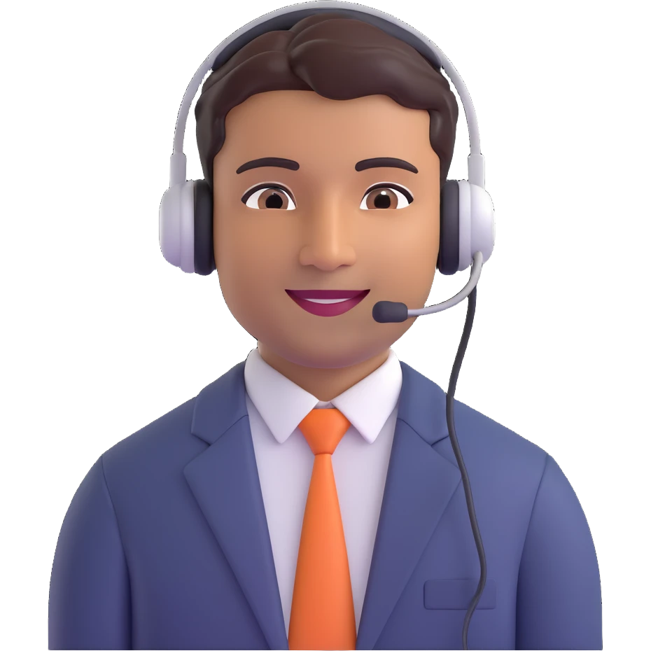 male customer support agent of Indian descent, wearing a headset, friendly and supportive expression, professional attire emoji