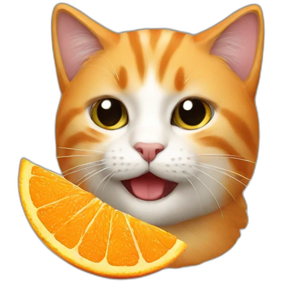 A cat eating orange emoji