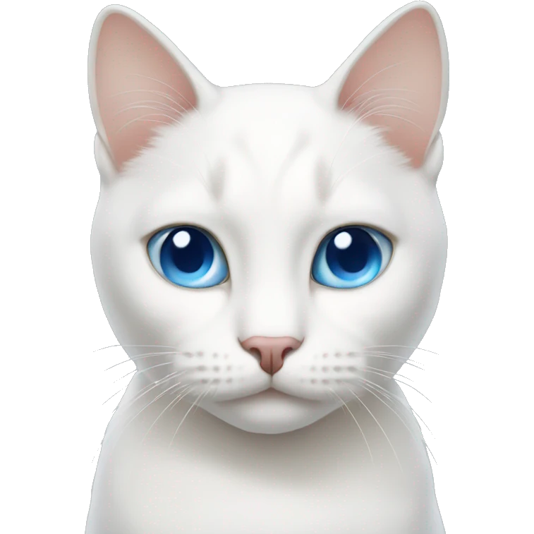 White cat with no ears and blue eyes  emoji