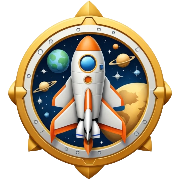 space exploration agency emblem with spacecraft emoji