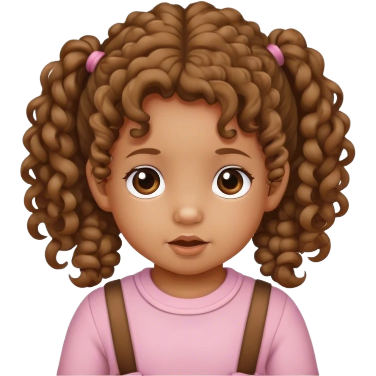 toddler with curly hair and pigtails with tan skin emoji