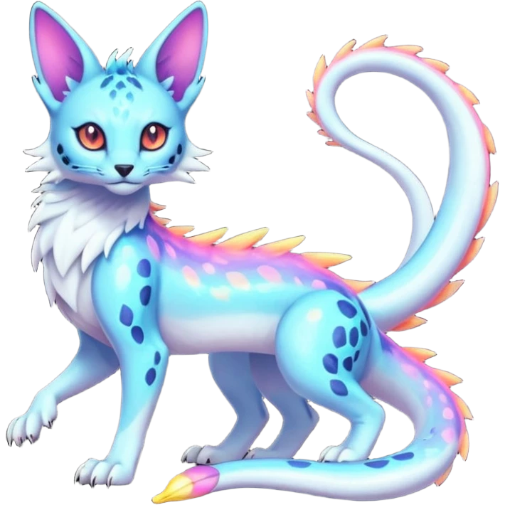 Neon Vibrant Pulsating Trail-glowing Chromatic Trico-Serval-Absol-Salamence-Silvally-Dragon-Snake-fusion-hybrid emoji