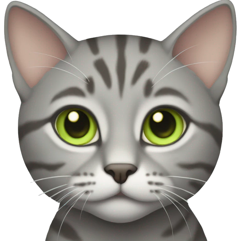grey tabby cat with light green eyes emoji